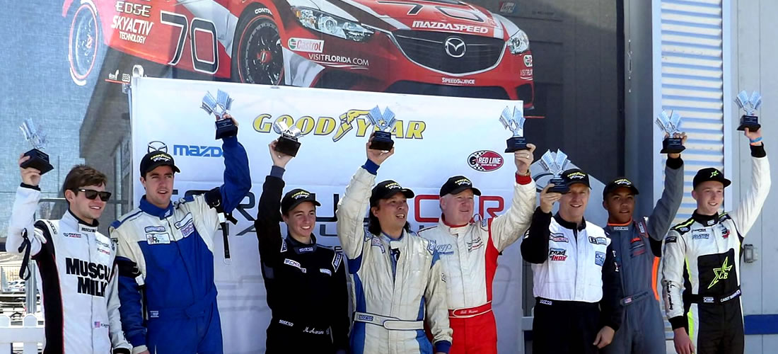 Formula Car Challenge combined podium June 2015 at Mazda Raceway Laguna Seca